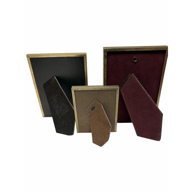 Mid-Century Modern Trio Vintage Brass Table Top Photo Frames For Sale - Image 3 of 8