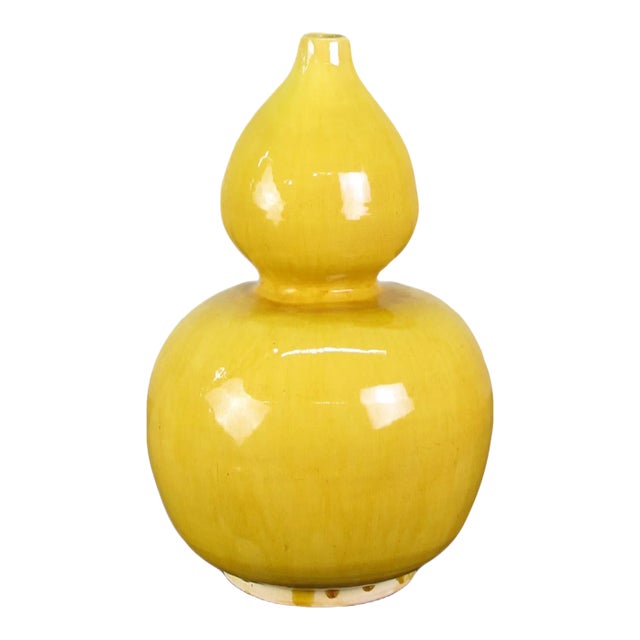 Yellow Bottle Gourd Shape Vase For Sale