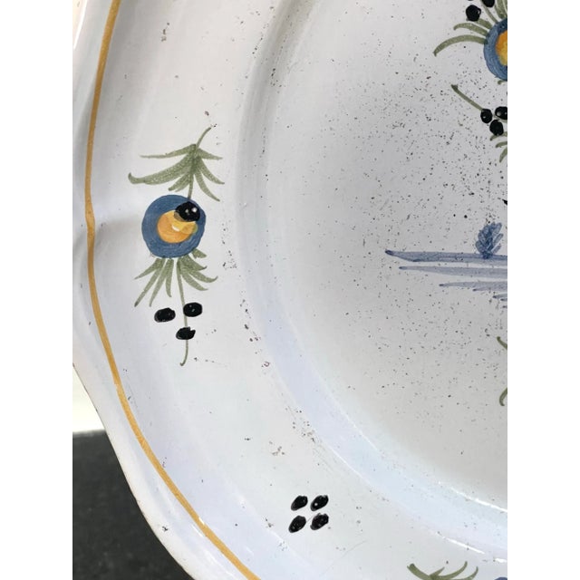 French 18th Century Antique French Faience Nevers Bird Plate Charger For Sale - Image 3 of 5
