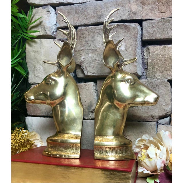 Vintage Brass Elk Decorative Crafts Inc. Deer Bookends a Pair Chairish