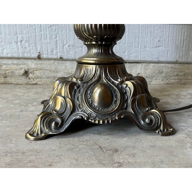 1980s Vintage Cranberry Pink Swirl Glass Tall Electric Victorian-Style Parlor Lamp For Sale - Image 5 of 12
