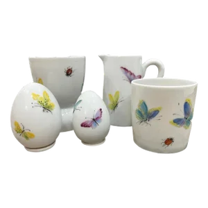 Vintage Limoges Hand Painted, Signed Butterflies Ladybugs Serving Pieces