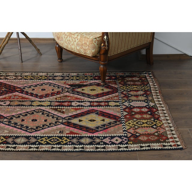 1970s Vintage Turkish Oushak Handmade Wool Cotton Pink Runner Rug For Sale - Image 6 of 11