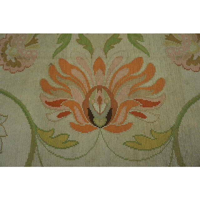 1930s Beige Foliate Antique Portuguese Arraiolos Needlepoint Rug 14'2" X 23' Handmade Wool Carpet For Sale - Image 4 of 6