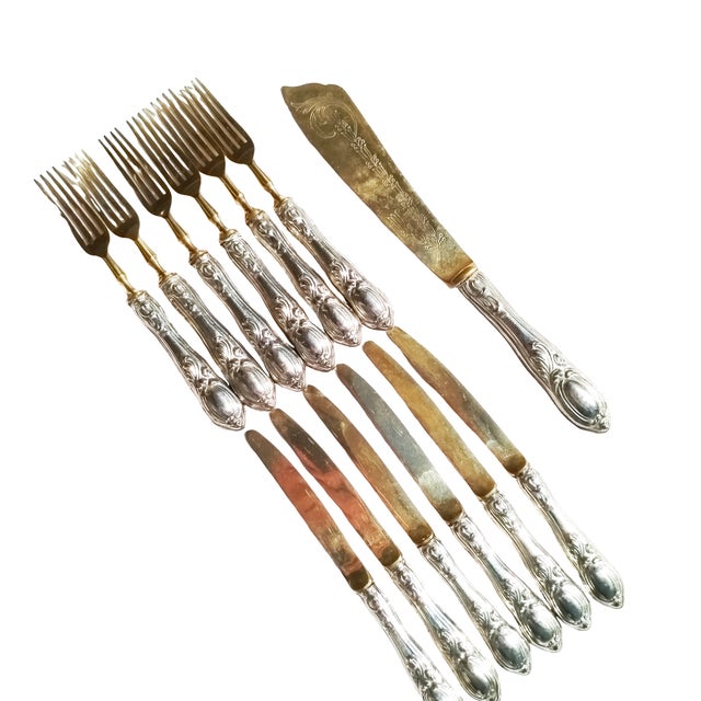 Silver Dessert Cutlery Set, 1950s, Set of 13 For Sale - Image 11 of 12