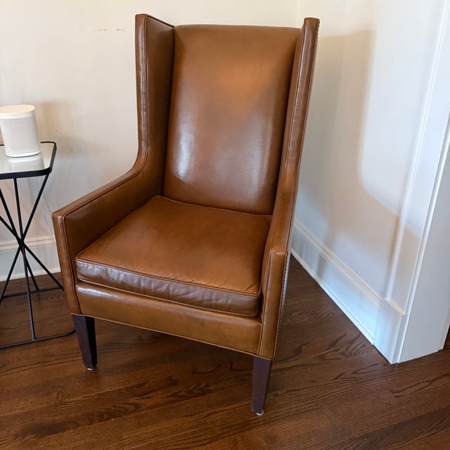 Lee Industries Leather Wingback —Two Available For Sale - Image 9 of 10