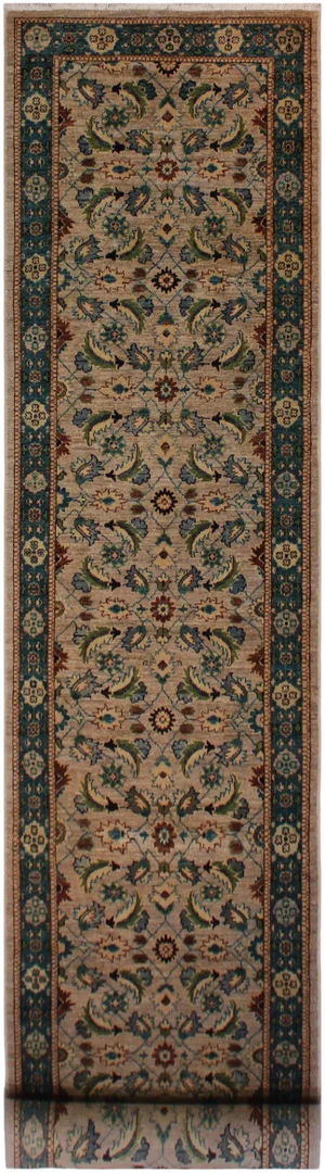 1980s Shabby Chic Hand-Knotted Wool Rug - 2′11″ × 14′9″