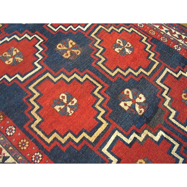 1930s 1930s Royal Blue Rustic Antique Persian Gabbeh Rug 4'6" X 9'6" Handknotted Wool Carpet For Sale - Image 5 of 6