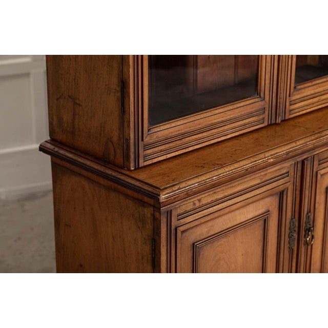Large English Glazed Walnut Bookcase, 1870s For Sale - Image 15 of 18