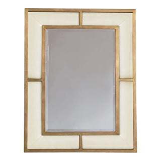 Port 68 Bedford Wall Mirror in Sand Ostrich Fabric/Gold *In Box* For Sale