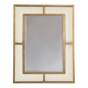 Port 68 Bedford Wall Mirror in Sand Ostrich Fabric/Gold *In Box*