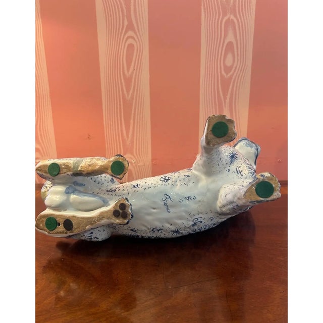 Blue Rare French Faience Dog, Late 19th/Early 20th Century For Sale - Image 8 of 9