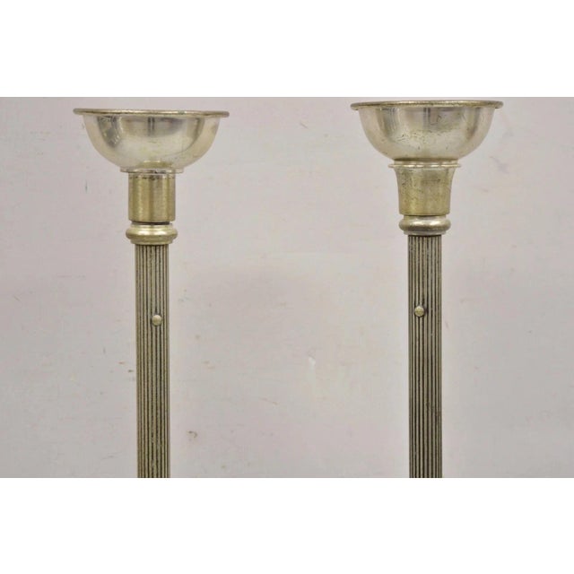 Vintage 43" Tall Baroque Silver Plated Collapsible Floor Candlesticks in Box For Sale In Philadelphia - Image 6 of 15
