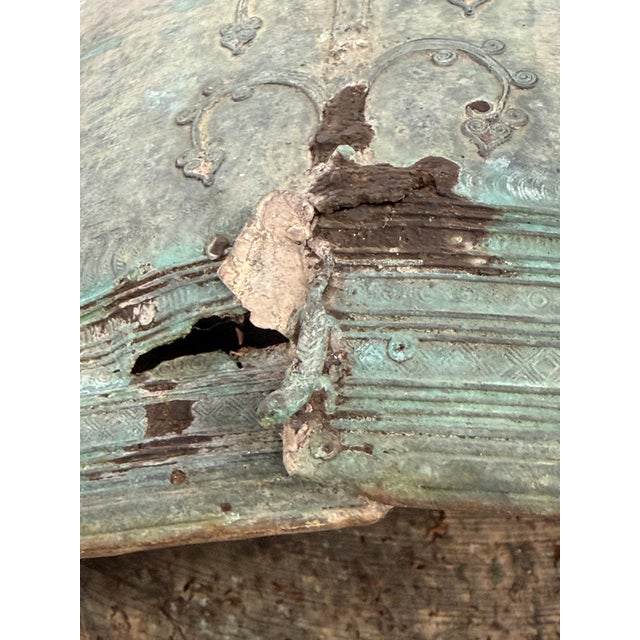 Stone Gray 1950s 2 Southeast Asian Bronze Rain Drums with Great Patina For Sale - Image 8 of 18