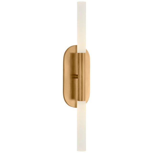 Rousseau Medium Vanity Sconce in Antique-Burnished Brass with Etched Crystal Designer: Kelly Wearstler Height: 22"...