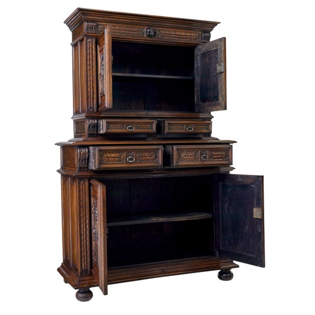 Wood Mid 19th Century Carved Walnut Italian Cabinet, 1850s For Sale - Image 7 of 12