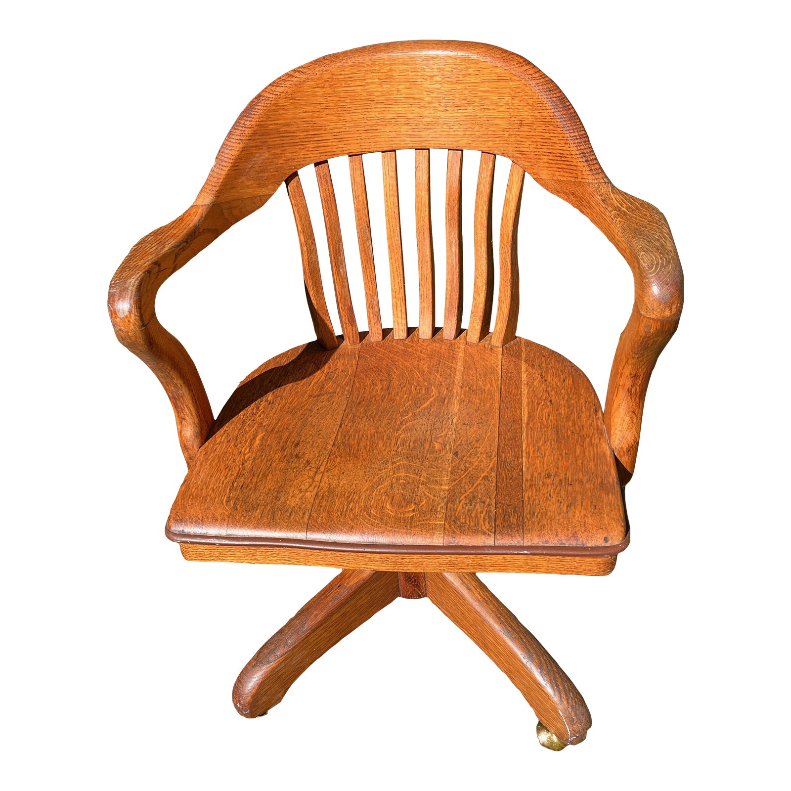 Jasper Office Arm Chair C1910 Tiger Oak Banker Jury Lawyer’s Chair