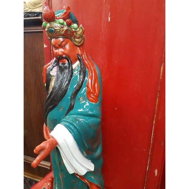 Mid-Century Chinese Porcelain Warrior Large Statue For Sale In Phoenix - Image 6 of 12