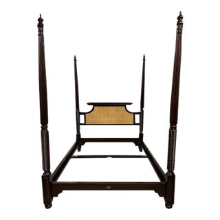 British Colonial Imports Queen 4 Poster Cane Bed For Sale