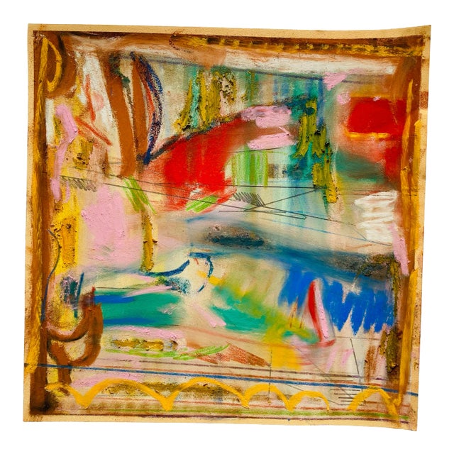 Contemporary Abstract Composition Pastel Drawing For Sale