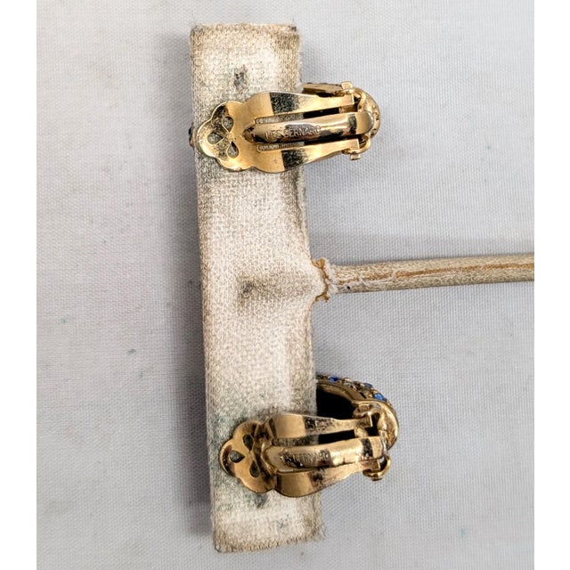 Vintage 1980s Signed Les Bernard Pavé Rhinestone Clip Earrings- 2 Pieces For Sale - Image 12 of 12