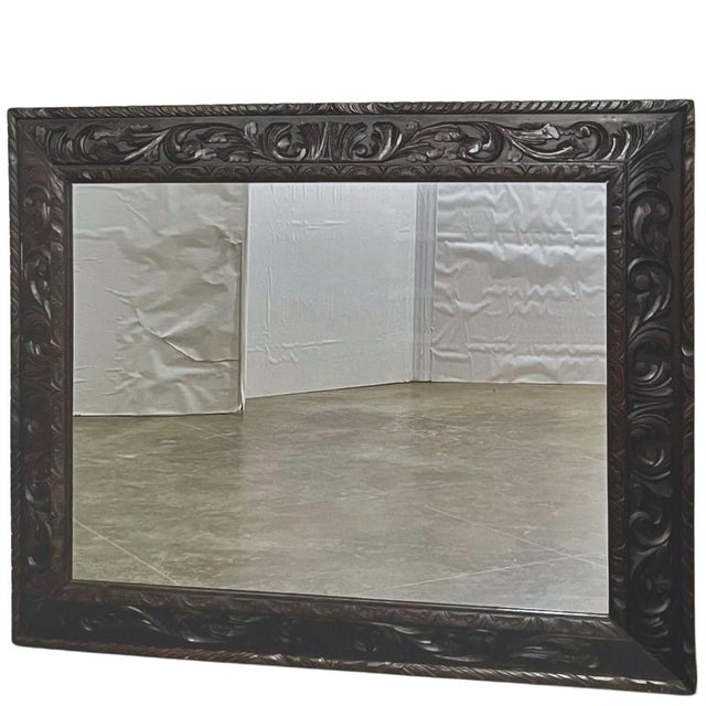 Renaissance Antique French Renaissance Hand-Carved Wall Mirror For Sale - Image 3 of 8