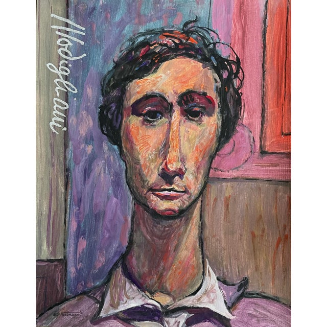 Amedeo Clemente Modigliani e.j. Hartmann (American, B. 1925) - Portrait of Amedeo Modigliani, Signed (2001, Gouache on Paper) For Sale - Image 4 of 4