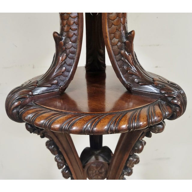 Antique American Federal Style Carved Wood Fern Stand Pedestal For Sale - Image 9 of 17