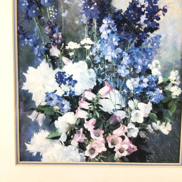 Wood Framed Print “Larkspur, Peonies, and Canterbury Bells” by Laura Hills For Sale - Image 7 of 11