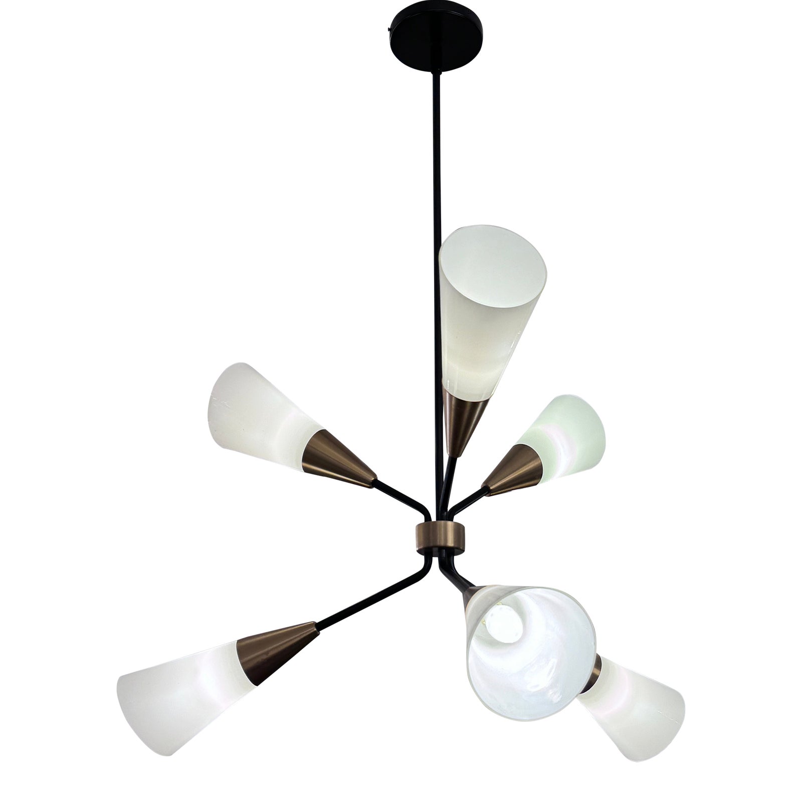 West Elm Conical Branching Six Light Bronze/Brass Chandelier Chairish