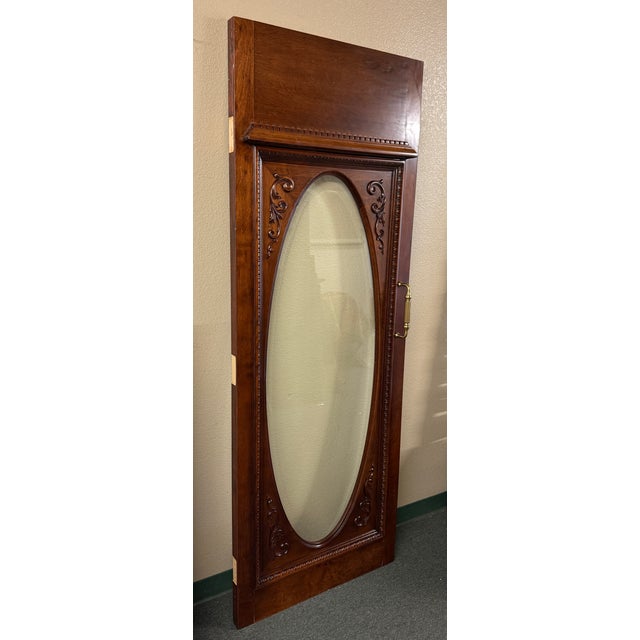 Ornately Carved Wood Door With Beveled Oval Glass For Sale - Image 9 of 16