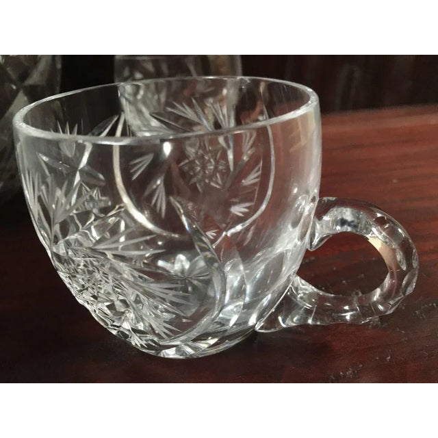 Hand-Cut Crystal Vase Set with Lid and 5 Cups, 1970s, Set of 8 For Sale - Image 11 of 12