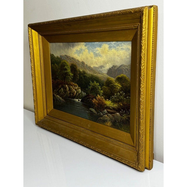 “A Quiet Pool, North Wales” — Victorian Welsh River Landscape Oil Painting by Thomas Spinks (C. 1890), River Conwy For Sale - Image 14 of 18