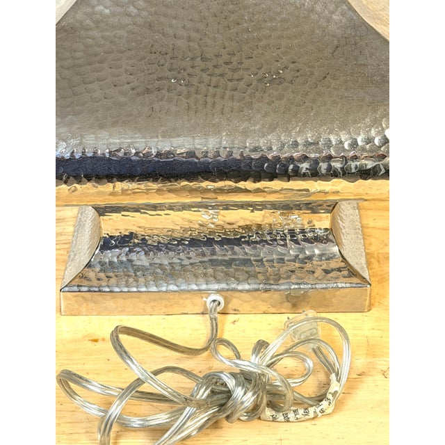 Late 20th Century Monumental Hand-Hammered Silver-Plated Modernist Table Lamps - a Pair For Sale - Image 9 of 18