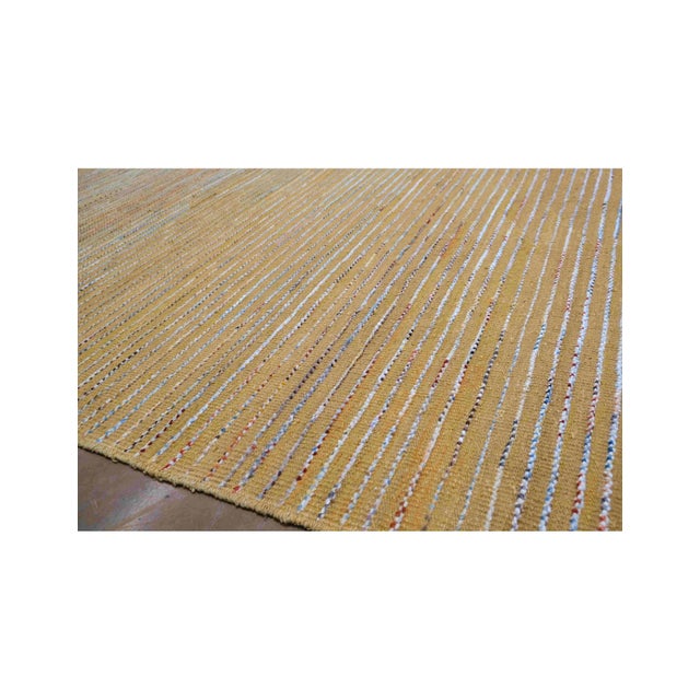 Gold Modern Hand Knotted Wool Rug For Sale In Los Angeles - Image 6 of 7