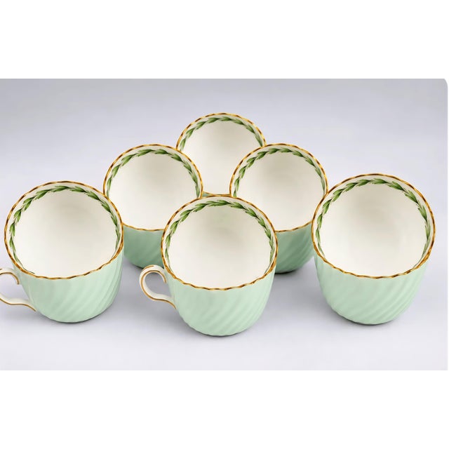 1940s 1940s Minton England "Cheviot Green" S503 Fine Bone China Estate Dinnerware Set, Service for 12+ — 77 Pieces, For Sale - Image 5 of 10