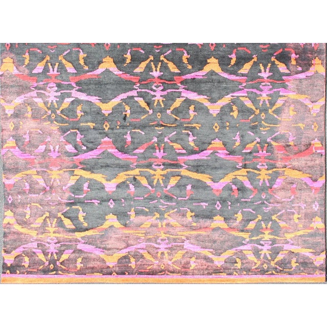Modern Rug by Keivan Woven Arts in Wool With Silk and Abstract Design For Sale In Atlanta - Image 6 of 13