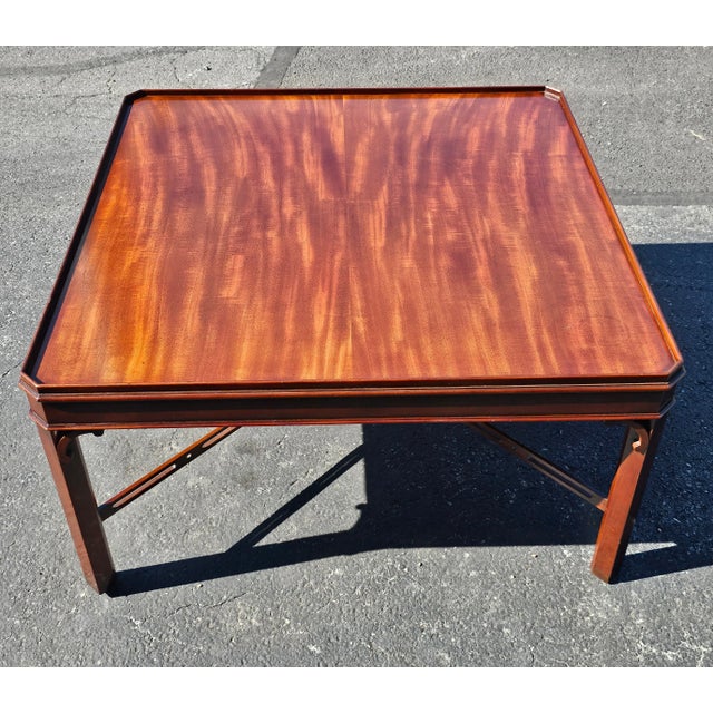 Late 20th Century 20th Century George III Style Mahogany Square Coffee Table For Sale - Image 5 of 8