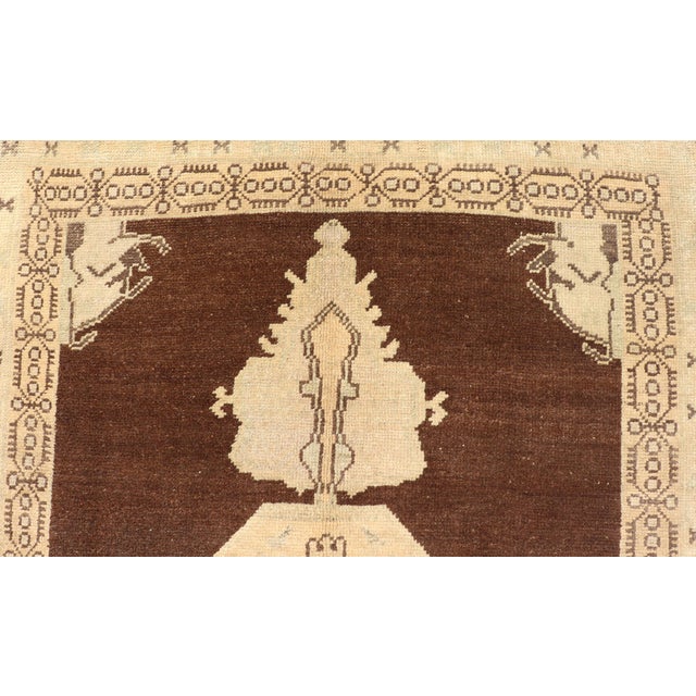 Mid 20th Century Vintage Turkish Oushak Rug, Brown Medallion With Taupe For Sale - Image 5 of 13