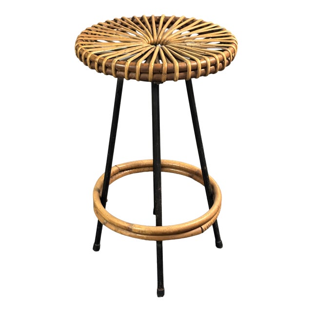 Mid-Century Dutch Rattan Bamboo Bar Stools by Dirk Van Sliedrecht for Rohé Noordwolde, 1950s For Sale