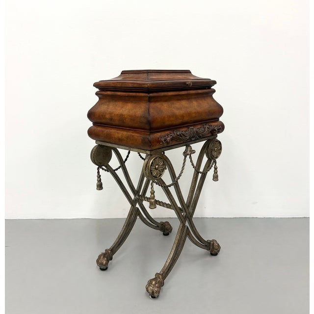 Mid 20th Century Vintage Ornate Neoclassical Wood and Metal Sewing Box For Sale - Image 5 of 7