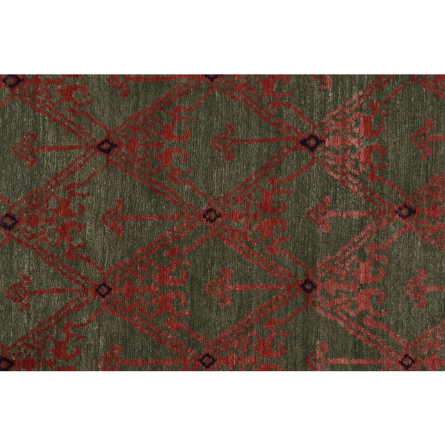 Textile Rug & Kilim's Classic European-Style Runner Green Red Custom Rug Pattern For Sale - Image 7 of 10