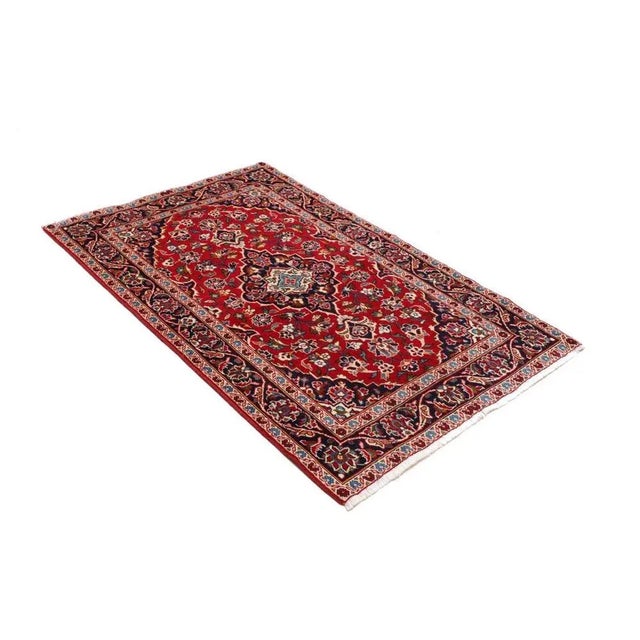Kashan Rug in Hand-Knotted Virgin Wool For Sale - Image 3 of 11