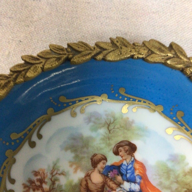 Vintage Sevres France Gold Gilt Brass and Porcelain Handled Dresser Tray For Sale - Image 12 of 12