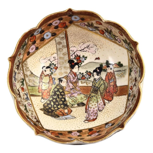 Ceramic Meiji Japanese Satsuma Hanami Bowl by Kyoto Export Ware, 1895 For Sale - Image 7 of 11