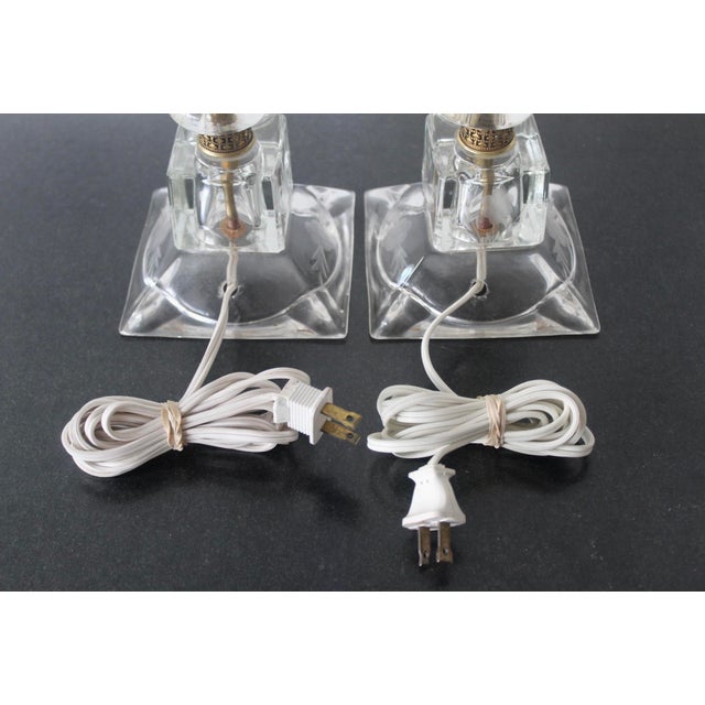 Mid-Century French Style Etched Floral Glass Boudoir Lamps Vintage -a Pair For Sale - Image 13 of 14