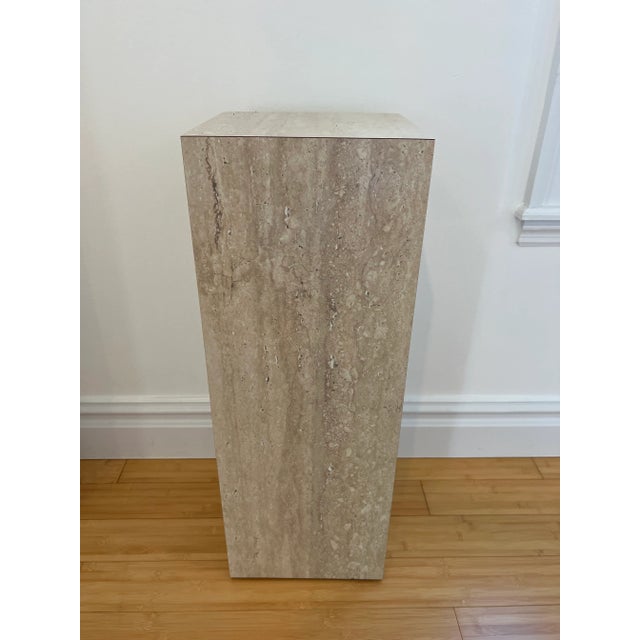 1980s 1980s Postmodern Faux Travertine Laminate Pedestal For Sale - Image 5 of 5