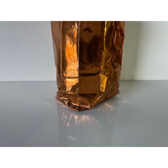 1980s Vintage Sculptural Bronze “Paper Bag” Vase by California Bronze For Sale - Image 9 of 12