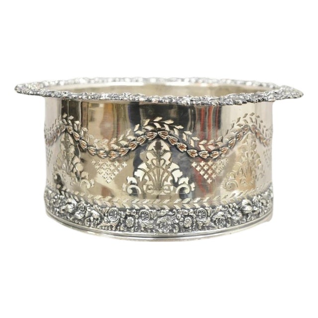 Antique English Sheffield Sterling Silver Mounted Champagne Wine Bottle Coaster For Sale