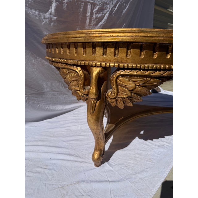 Neoclassical Vintage Neoclassical Style Gilt Wood Coffee Table With Marble Top – French Empire Inspired For Sale - Image 3 of 16